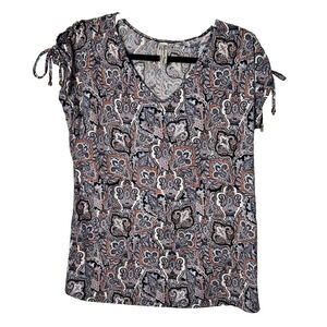 Perseption Concept Women’s Multicolor V-Neck Short Sleeve Top Size Medium